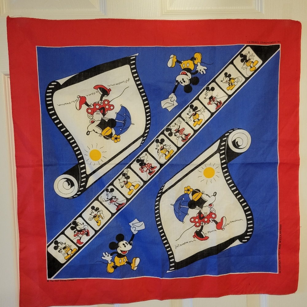 Walt Disney Co. Mickey Mouse Minnie Mouse Bandana 1980s Made in USA Unisex - Picture 11 of 16